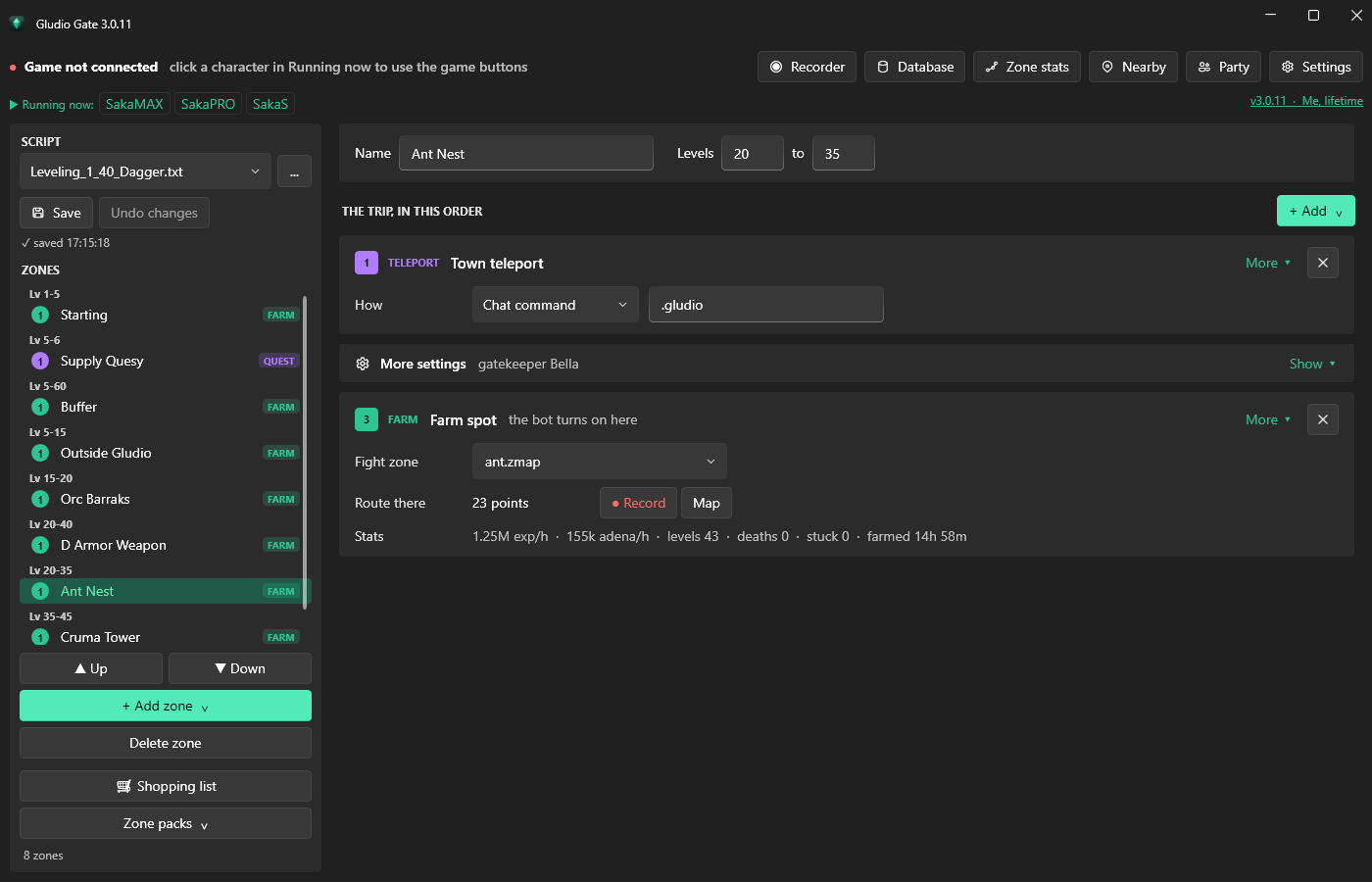 Gludio Gate - Lineage 2 auto leveling editor for the Adrenaline bot