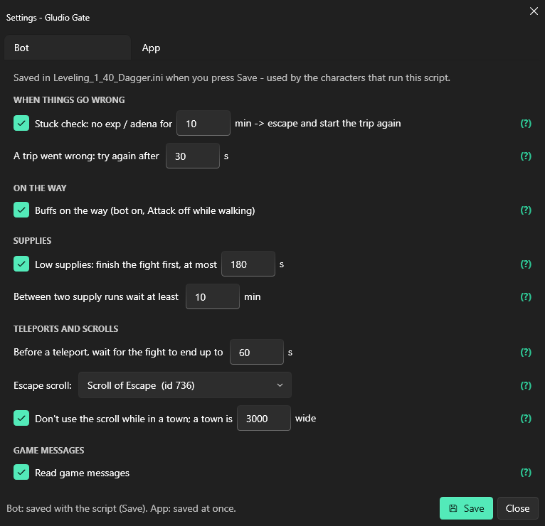 Gludio Gate settings
